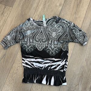 Black and Gray Patterned Top